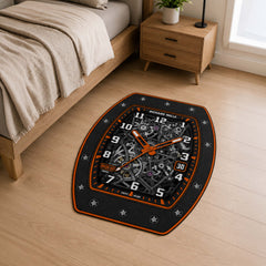 Richard Mille RM 35-02 Orange Skeleton Dial Flat Rug | Luxury Watch Face Area Rug | Premium Mechanical Timepiece Floor Mat for Bedroom, Gaming Room & Collector Décor