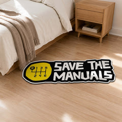 Save The Manuals Gear Shift Flat Rug | Manual Transmission Car Enthusiast Die-Cut Flat Rug | JDM Automotive Garage Floor Decor