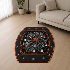Richard Mille RM 35-02 Orange Skeleton Dial Flat Rug | Luxury Watch Face Area Rug | Premium Mechanical Timepiece Floor Mat for Bedroom, Gaming Room & Collector Décor