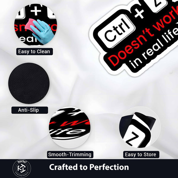 Ctrl + Z Doesn't Work in Real Life Funny Flat Rug | Programmer Keyboard Shortcut Humor Cut-out Flat Rug | Coder Desk & Office Floor Decor