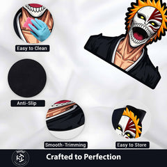 Ichigo Kurosaki Hollow Mask Cut-out Flat Rug | Bleach Anime Floor Rug | Premium Soul Reaper Gaming Room Decor