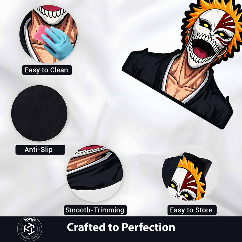 Ichigo Kurosaki Hollow Mask Cut-out Flat Rug | Bleach Anime Floor Rug | Premium Soul Reaper Gaming Room Decor