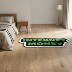 Internet Money Statement Floor Mat (3 mm Thick) | Bold Hustle Quote Cut-Out Rug for Office, Gaming Room & Entrepreneur Decor