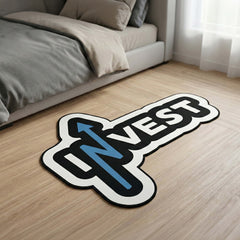 Invest Arrow Statement Floor Mat (3 mm Thick) | Bold Investment Quote Cut-Out Rug for Office, Trading Setup & Entrepreneur Decor