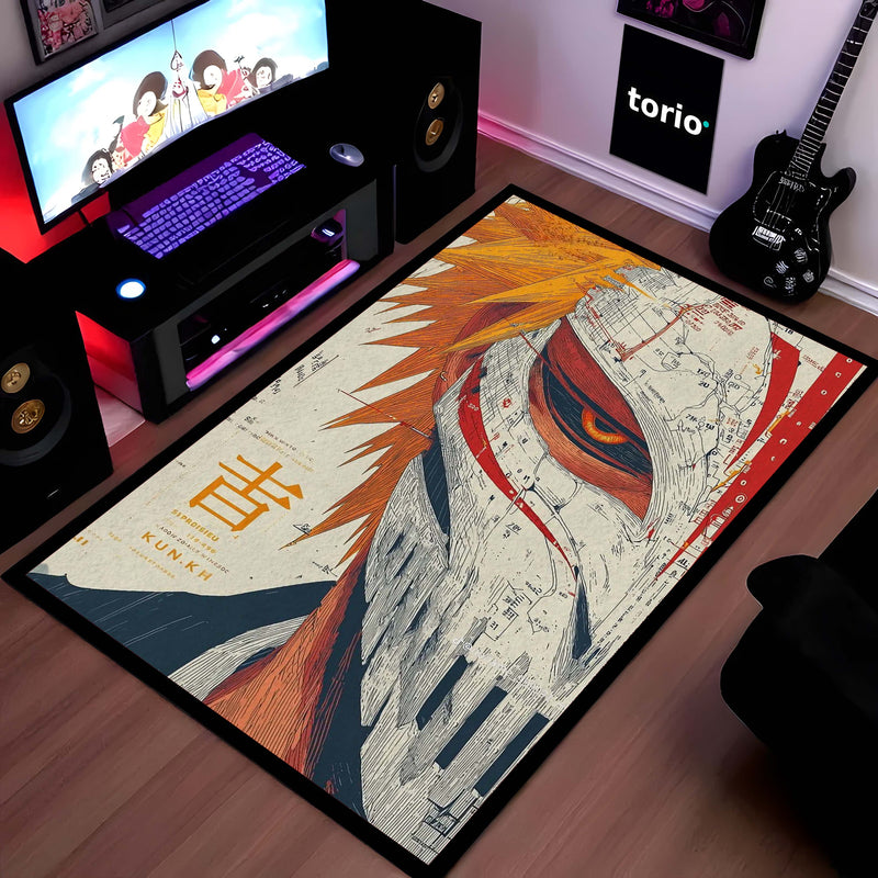 Ichigo Kurosaki Anime Area Rug | Bleach Character Floor Mat | Manga Style Rug for Bedroom, Gaming Room & Otaku Decor | Anti Slip Washable 3 mm Carpet