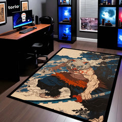 Inosuke Hashibira Anime Area Rug | Demon Slayer Inspired Floor Mat | Beast Mask Anime Rug for Bedroom, Gaming Room & Otaku Decor | Anti Slip Washable 3 mm Carpet