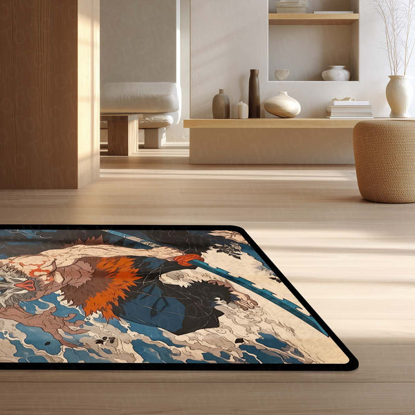 Inosuke Hashibira Anime Area Rug | Demon Slayer Inspired Floor Mat | Beast Mask Anime Rug for Bedroom, Gaming Room & Otaku Decor | Anti Slip Washable 3 mm Carpet