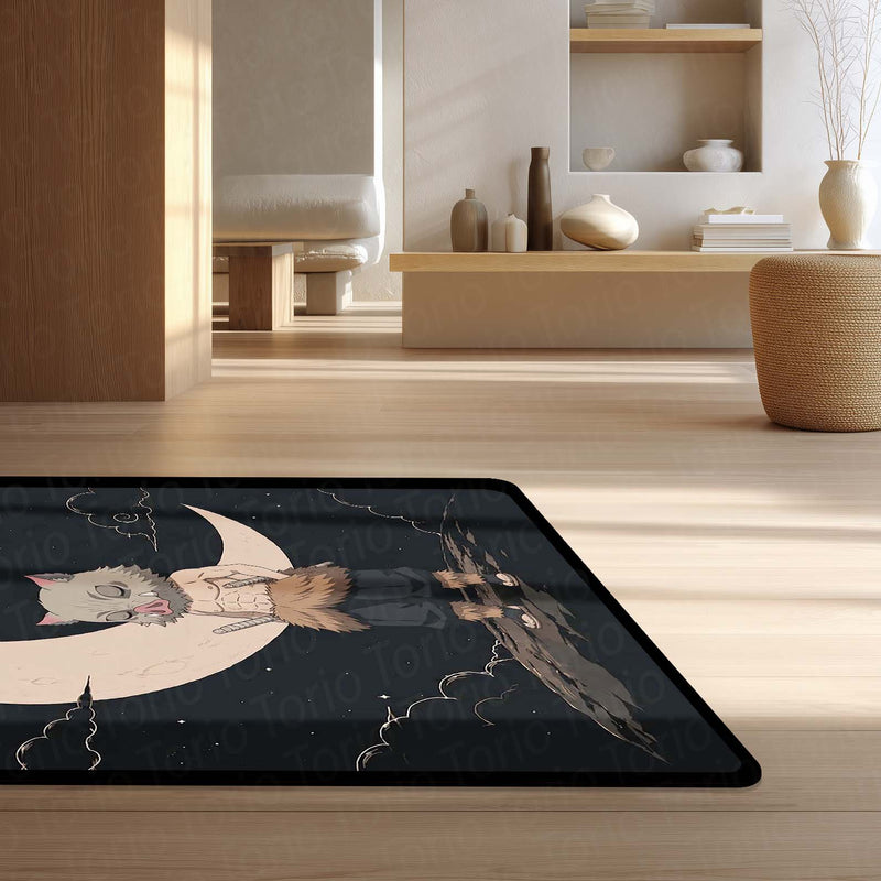 Inosuke Hashibira Demon Slayer Area Flat Rug | Moonlit Beast Breathing Anime Area Flat Rug | Premium Anime Bedroom & Gaming Room Floor Decor