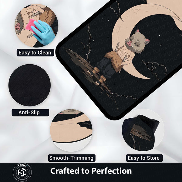 Inosuke Hashibira Demon Slayer Area Flat Rug | Moonlit Beast Breathing Anime Area Flat Rug | Premium Anime Bedroom & Gaming Room Floor Decor