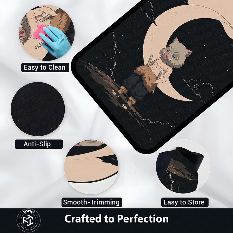Inosuke Hashibira Demon Slayer Area Flat Rug | Moonlit Beast Breathing Anime Area Flat Rug | Premium Anime Bedroom & Gaming Room Floor Decor