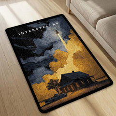 Interstellar Space Aesthetic Floor Mat | Rocket Launch Galaxy Area Rug | Anti-Slip 3mm Absorbent Floor Mat for Bedroom, Living Room, Gaming & Sci-Fi Decor