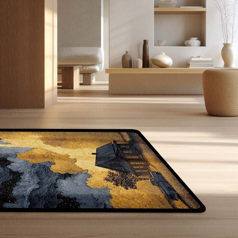Interstellar Space Aesthetic Floor Mat | Rocket Launch Galaxy Area Rug | Anti-Slip 3mm Absorbent Floor Mat for Bedroom, Living Room, Gaming & Sci-Fi Decor