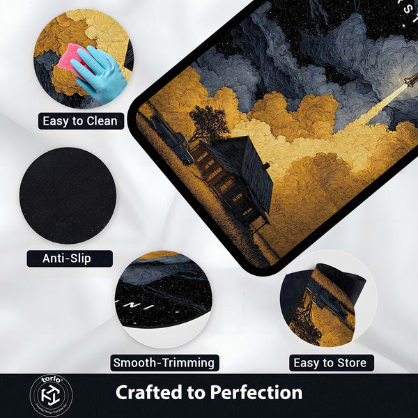Interstellar Space Aesthetic Floor Mat | Rocket Launch Galaxy Area Rug | Anti-Slip 3mm Absorbent Floor Mat for Bedroom, Living Room, Gaming & Sci-Fi Decor