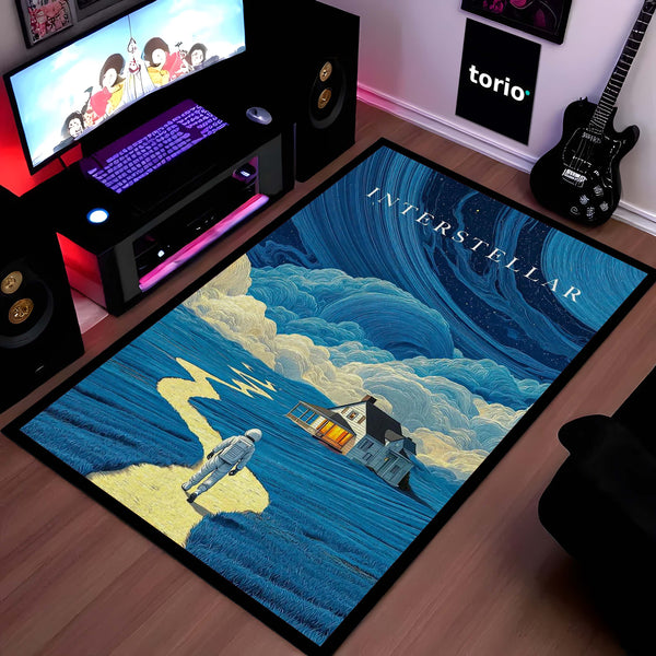 Interstellar Space Aesthetic Floor Mat | Rocket Launch Galaxy Area Rug | Anti-Slip 3mm Absorbent Floor Mat for Bedroom, Living Room, Gaming & Sci-Fi Decor 01
