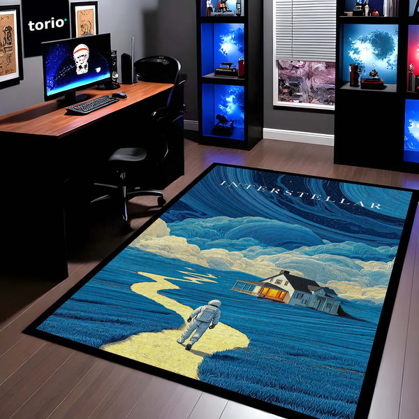 Interstellar Space Aesthetic Floor Mat | Rocket Launch Galaxy Area Rug | Anti-Slip 3mm Absorbent Floor Mat for Bedroom, Living Room, Gaming & Sci-Fi Decor 01