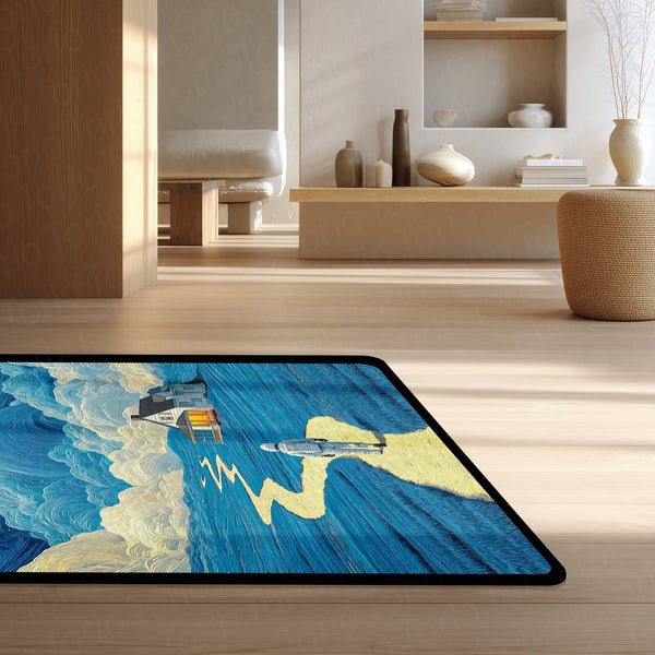 Interstellar Space Aesthetic Floor Mat | Rocket Launch Galaxy Area Rug | Anti-Slip 3mm Absorbent Floor Mat for Bedroom, Living Room, Gaming & Sci-Fi Decor 01
