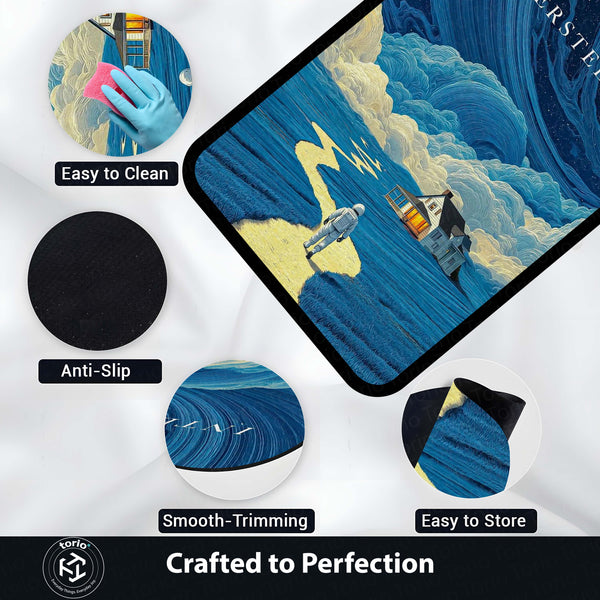 Interstellar Space Aesthetic Floor Mat | Rocket Launch Galaxy Area Rug | Anti-Slip 3mm Absorbent Floor Mat for Bedroom, Living Room, Gaming & Sci-Fi Decor 01