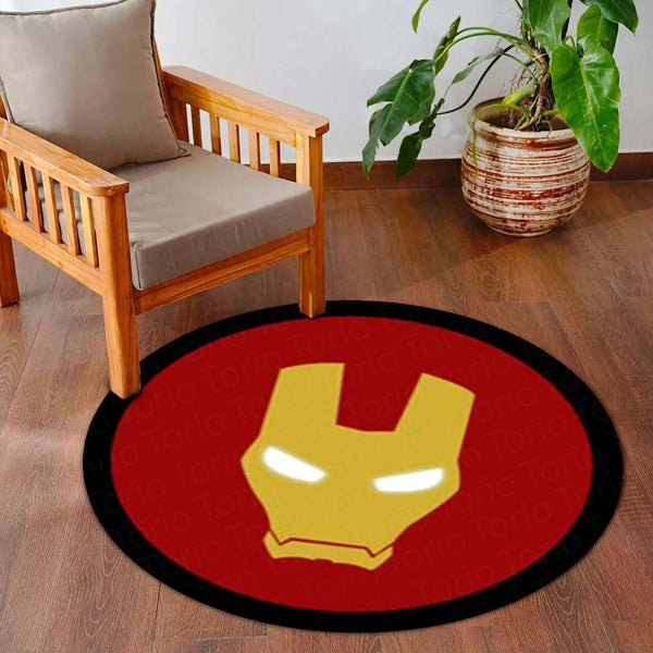 Iron Man Arc Reactor Round Rug | Marvel Superhero Floor Mat | Anti-Slip 3 mm Absorbent Circle Rug for Bedroom, Gaming Room & Marvel Fan Decor