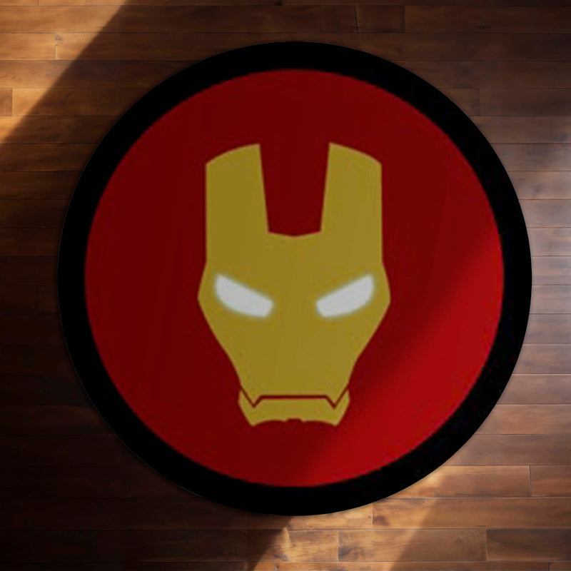 Iron Man Arc Reactor Round Rug | Marvel Superhero Floor Mat | Anti-Slip 3 mm Absorbent Circle Rug for Bedroom, Gaming Room & Marvel Fan Decor