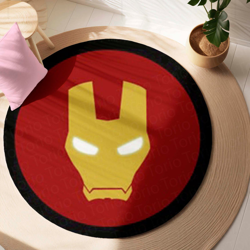 Iron Man Arc Reactor Round Rug | Marvel Superhero Floor Mat | Anti-Slip 3 mm Absorbent Circle Rug for Bedroom, Gaming Room & Marvel Fan Decor