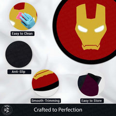 Iron Man Arc Reactor Round Rug | Marvel Superhero Floor Mat | Anti-Slip 3 mm Absorbent Circle Rug for Bedroom, Gaming Room & Marvel Fan Decor