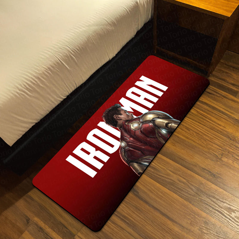 Iron Man Marvel Superhero Bedside Runner Flat Rug | Tony Stark Bedroom Runner for Gaming Room Decor