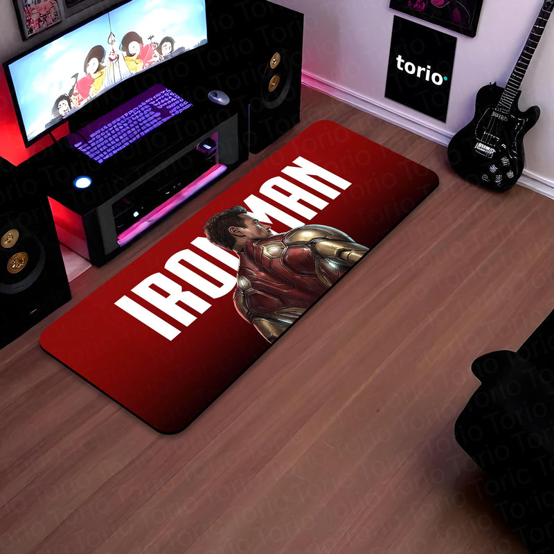Iron Man Marvel Superhero Bedside Runner Flat Rug | Tony Stark Bedroom Runner for Gaming Room Decor