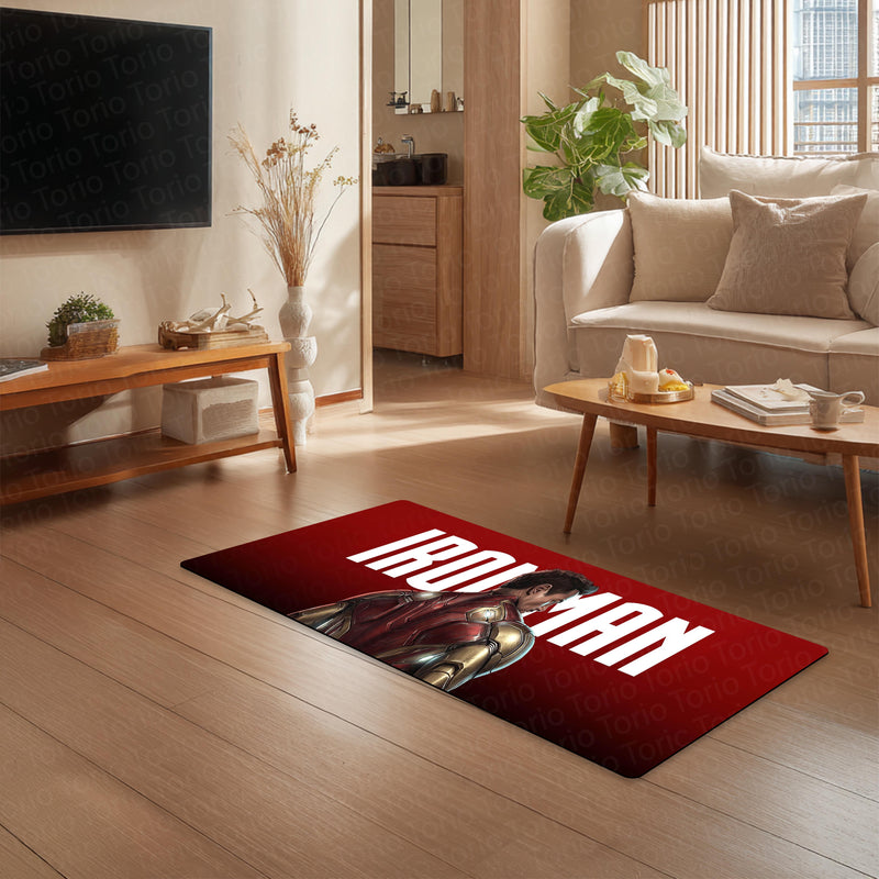 Iron Man Marvel Superhero Bedside Runner Flat Rug | Tony Stark Bedroom Runner for Gaming Room Decor
