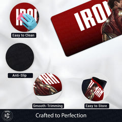 Iron Man Marvel Superhero Bedside Runner Flat Rug | Tony Stark Bedroom Runner for Gaming Room Decor