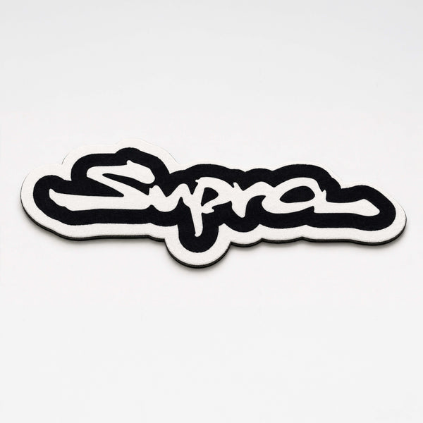 Toyota Supra Logo Script Flat Rug | JDM Supra Signature Die-Cut Flat Rug | Japanese Sports Car Garage Floor Decor