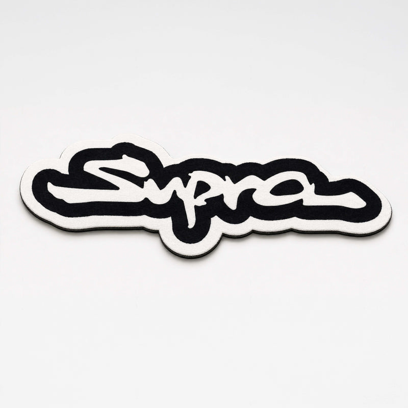 Toyota Supra Logo Script Flat Rug | JDM Supra Signature Die-Cut Flat Rug | Japanese Sports Car Garage Floor Decor