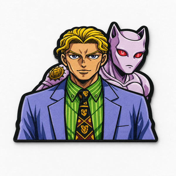 Yoshikage Kira & Killer Queen Cut-out Flat Rug | JoJo's Bizarre Adventure Anime Floor Rug | Premium JoJo Gaming Room Decor
