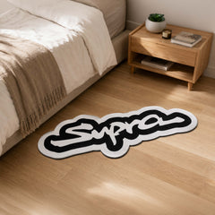 Toyota Supra Logo Script Flat Rug | JDM Supra Signature Die-Cut Flat Rug | Japanese Sports Car Garage Floor Decor