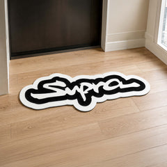 Toyota Supra Logo Script Flat Rug | JDM Supra Signature Die-Cut Flat Rug | Japanese Sports Car Garage Floor Decor