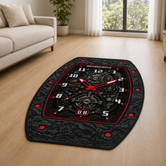 Richard Mille RM 35-03 Carbon Red Skeleton Dial Flat Rug | Luxury Watch Face Area Rug | Premium Mechanical Timepiece Floor Mat for Bedroom, Gaming Room & Collector Décor