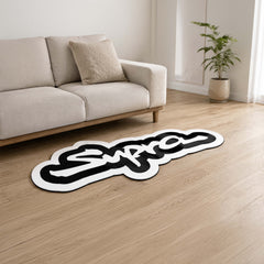 Toyota Supra Logo Script Flat Rug | JDM Supra Signature Die-Cut Flat Rug | Japanese Sports Car Garage Floor Decor