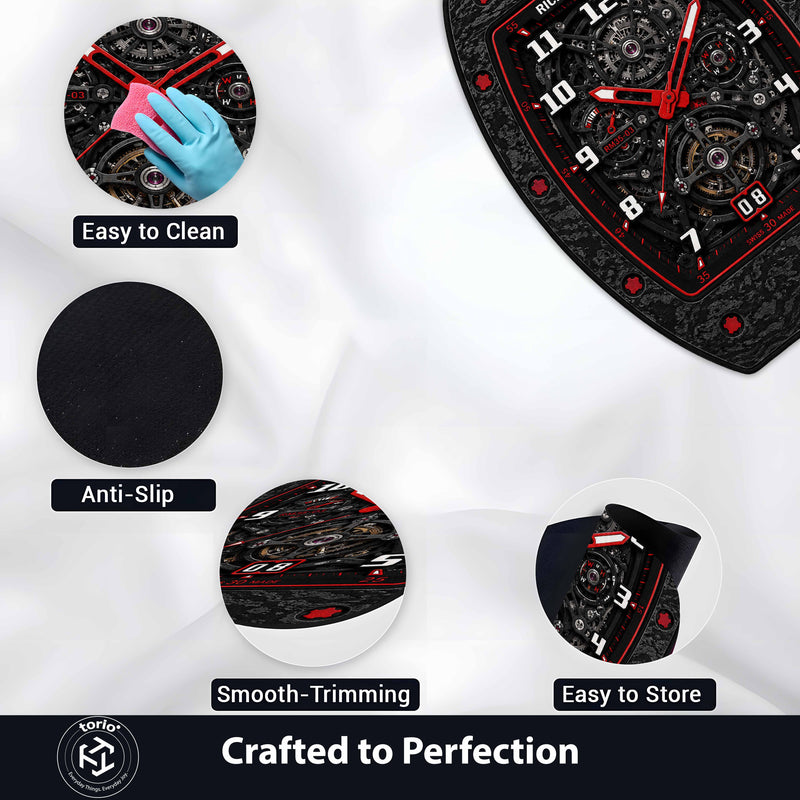 Richard Mille RM 35-03 Carbon Red Skeleton Dial Flat Rug | Luxury Watch Face Area Rug | Premium Mechanical Timepiece Floor Mat for Bedroom, Gaming Room & Collector Décor