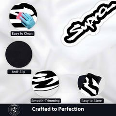 Toyota Supra Logo Script Flat Rug | JDM Supra Signature Die-Cut Flat Rug | Japanese Sports Car Garage Floor Decor