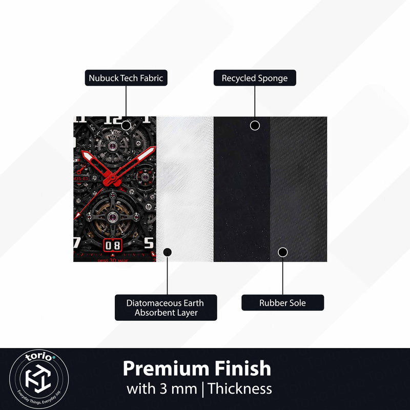 Richard Mille RM 35-03 Carbon Red Skeleton Dial Flat Rug | Luxury Watch Face Area Rug | Premium Mechanical Timepiece Floor Mat for Bedroom, Gaming Room & Collector Décor