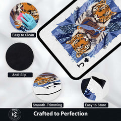 Tiger Playing Card Area Rug | King of Jungle Floor Mat | Royal Animal Theme Carpet for Bedroom, Living Room & Gaming Setup | Anti Slip Washable 3 mm Rug