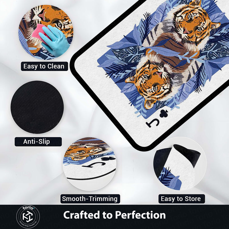 Tiger Playing Card Area Rug | King of Jungle Floor Mat | Royal Animal Theme Carpet for Bedroom, Living Room & Gaming Setup | Anti Slip Washable 3 mm Rug