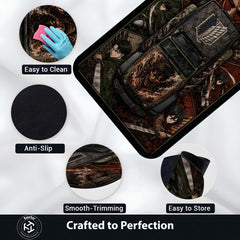 Attack on Titan Jeep Wrangler Anime Area Rug | AOT Titan Floor Mat | Eren Yeager Levi Ackerman Gaming Rug for Bedroom, Gaming Room, Anime Setup & Otaku Decor