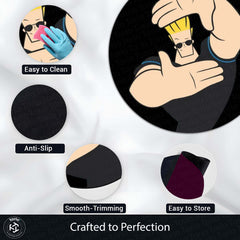 Johnny Bravo Round Rug | Cartoon Character Floor Mat | Funny Retro Cartoon Circle Rug | Anti-Slip 3 mm Absorbent Rug for Bedroom, Gaming Room & Cartoon Fans