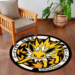 Jolteon Round Rug | Electric Pokémon Floor Mat | Anime Circle Rug | Anti-Slip 3 mm Absorbent Rug for Bedroom, Gaming Room & Pokémon Fans