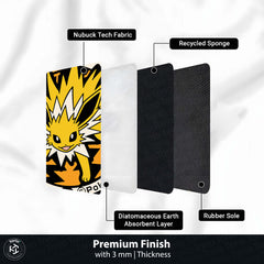 Jolteon Round Rug | Electric Pokémon Floor Mat | Anime Circle Rug | Anti-Slip 3 mm Absorbent Rug for Bedroom, Gaming Room & Pokémon Fans
