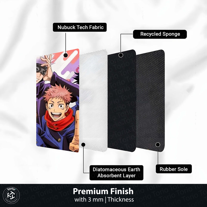 Jujutsu Kaisen Round Rug | Gojo, Yuji, Nobara & Megumi Anime Floor Mat | Anti-Slip 3 mm Absorbent Circle Rug for Bedroom, Gaming Room & Anime Fans