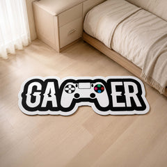 Gamer Gaming Controller Logo Flat Rug | Console Gamer Die-Cut Flat Rug | Gaming Room & Setup Floor Decor