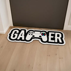 Gamer Gaming Controller Logo Flat Rug | Console Gamer Die-Cut Flat Rug | Gaming Room & Setup Floor Decor