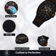 Richard Mille RM 35-02 Black & Orange Watch Flat Rug | Luxury Skeleton Watch Area Rug | Premium Mechanical Timepiece Floor Mat for Bedroom, Gaming Room & Collector Décor