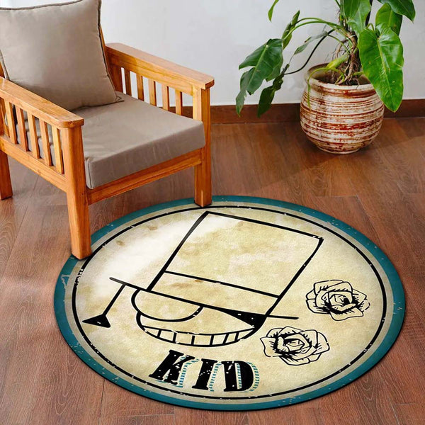 Kaito Kid Round Rug | Detective Conan Phantom Thief Anime Floor Mat | Anti-Slip 3 mm Absorbent Circle Rug for Bedroom, Gaming Room & Anime Fans